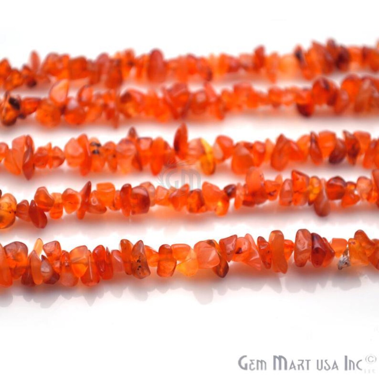 Dark Carnelian Chip Beads, 34 Inch, Natural Chip Strands, Drilled Strung Nugget Beads, 3-7mm, Polished, GemMartUSA (CHDC-70001)